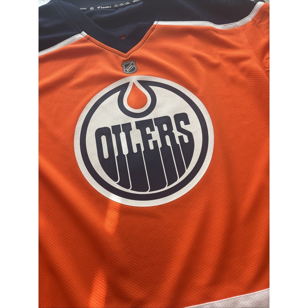 Fanatics Size Youth L/XL Oilers Orange, Blue , And White Jersey - Picture 4 of 5